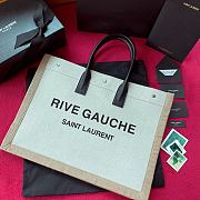 Ysl Large Rive Gauche Canvas Tote Bag White/Black 5094159 48×36×16cm - 1