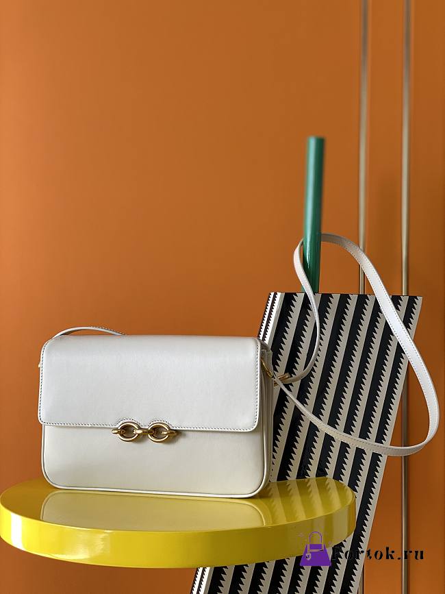 Ysl Le Maillon Satchel In Leather White 6497952 24x3.5x14.5cm - 1