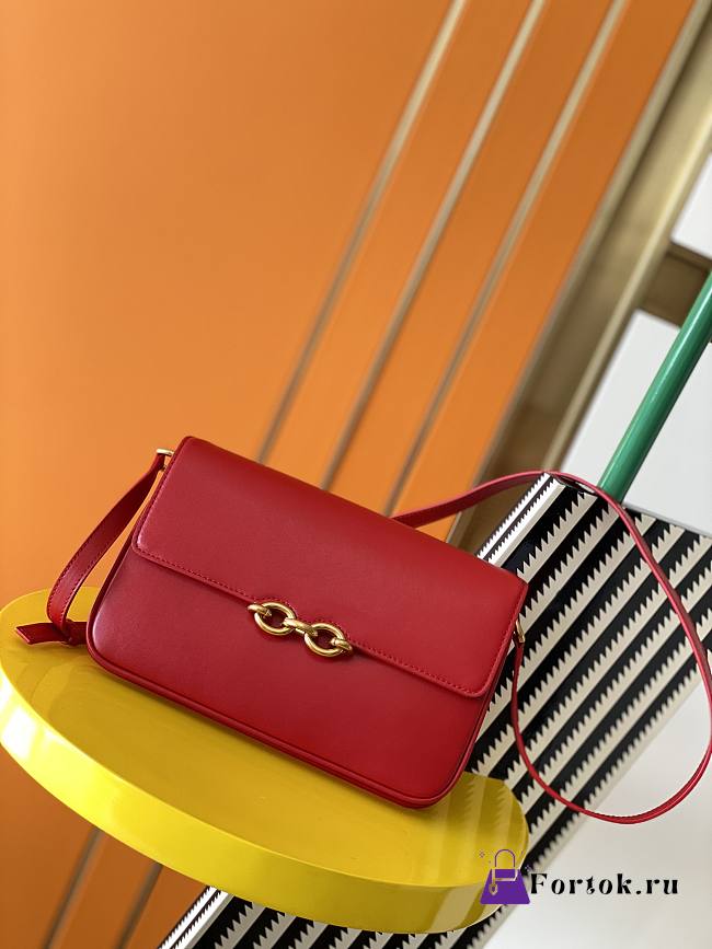 Ysl Le Maillon Satchel In Leather Red 6497952 24x3.5x14.5cm - 1