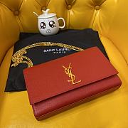 Ysl Medium Kate Chain Bag In Grained Leather Red 364021 24x14.5x5.5cm - 6