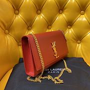 Ysl Medium Kate Chain Bag In Grained Leather Red 364021 24x14.5x5.5cm - 3