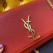 Ysl Medium Kate Chain Bag In Grained Leather Red 364021 24x14.5x5.5cm - 2