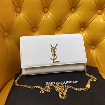 Ysl Medium Kate Chain Bag In Grained Leather White 364021 24x14.5x5.5cm