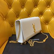 Ysl Medium Kate Chain Bag In Grained Leather White 364021 24x14.5x5.5cm - 4