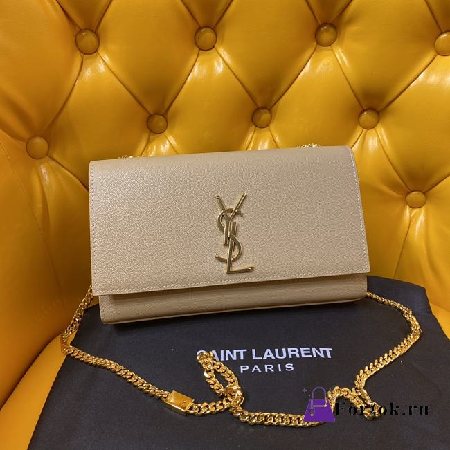 Ysl Medium Kate Chain Bag In Grained Leather Beige 364021 24x14.5x5.5cm - 1