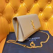 Ysl Medium Kate Chain Bag In Grained Leather Beige 364021 24x14.5x5.5cm - 2