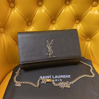 Ysl Medium Kate Chain Bag In Grained Leather Silver Metal 364021 24x14.5x5.5cm