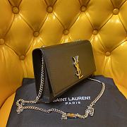 Ysl Medium Kate Chain Bag In Grained Leather Silver Metal 364021 24x14.5x5.5cm - 5