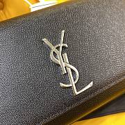 Ysl Medium Kate Chain Bag In Grained Leather Silver Metal 364021 24x14.5x5.5cm - 3