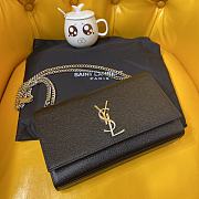 Ysl Medium Kate Chain Bag In Grained Leather Silver Metal 364021 24x14.5x5.5cm - 2