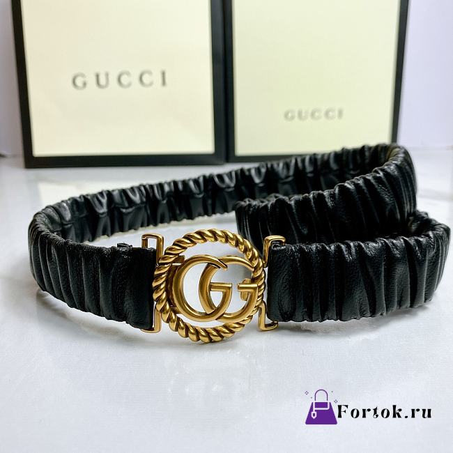 Gucci Belt Leather Black/White 3.0cm - 1