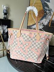 Louis Vuitton Neverfull MM Damier Canvas White/Pink N41050 32x29x17cm - 3