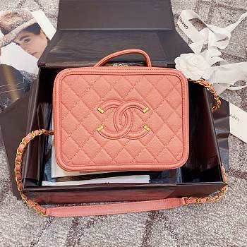 Chanel Caviar Quilted Small CC Filigree Vanity Case Pink 93343 21cm