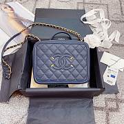 Chanel Caviar Quilted Small CC Filigree Vanity Case Navy 93343 21cm - 1
