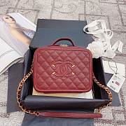Chanel Caviar Quilted Small CC Filigree Vanity Case Burgundy 93343 21cm - 1