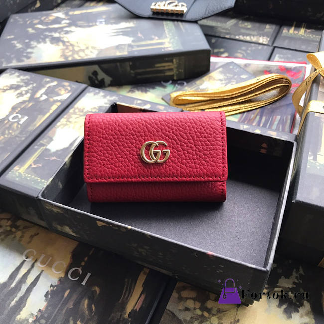 Gucci GG Marmont Key Case Leather Red 456118 7×11cm - 1