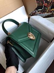 Dolce & Gabbana Medium Devotion Bag Leather Dark Green 24x17x9cm - 2