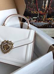 Dolce & Gabbana Medium Devotion Bag Leather White 24x17x9cm - 4