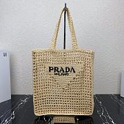 Prada Raffia Tote Bag Tan 1BG393 36x38x3cm 