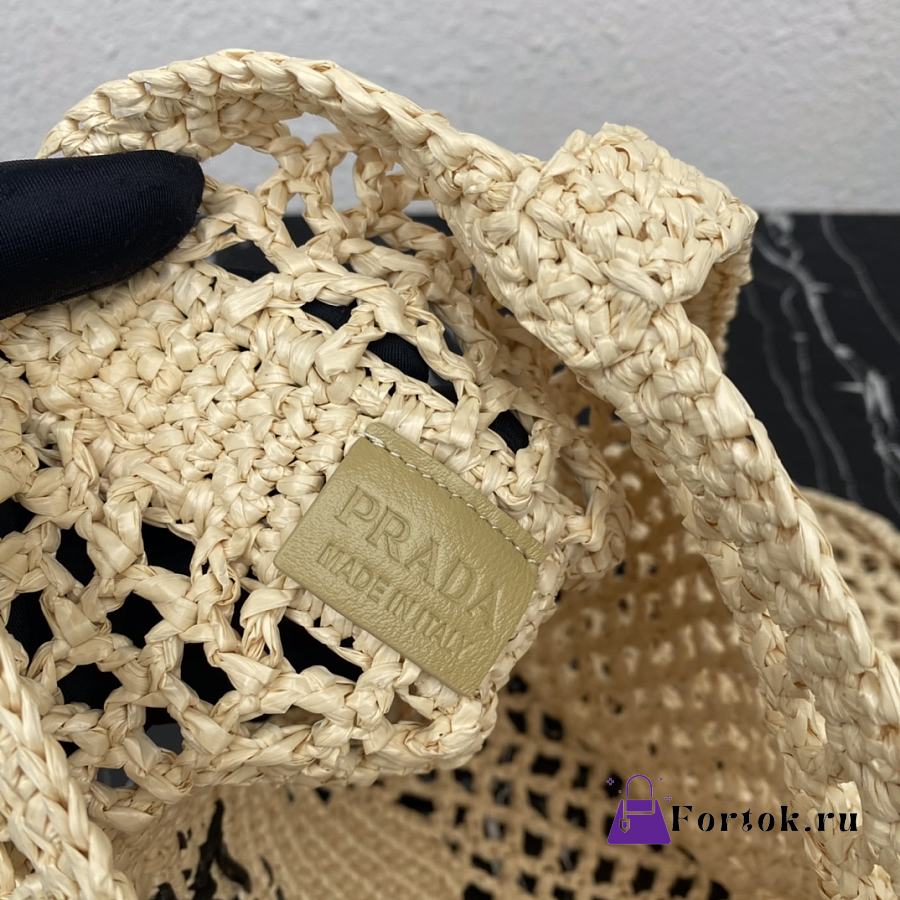 Prada Raffia Tote Bag Tan 1BG393 36x38x3cm 