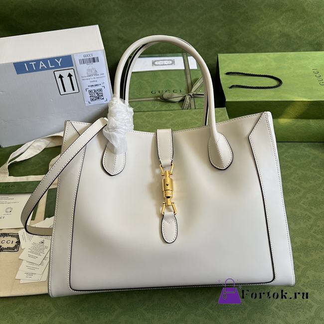 Gucci Large Jackie 1961 Tote Bag White 649015 40x30x15cm - 1
