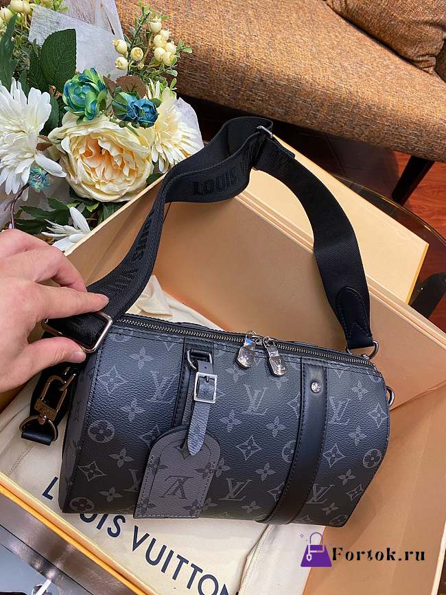 Louis Vuitton City Keepall Monogram Canvas Black M45936 27x17x13cm - 1