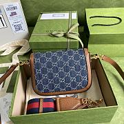 Gucci Mini Horsebit 1955 Bag GG Supreme Canvas Denim 658574 20.5x14x5cm - 5