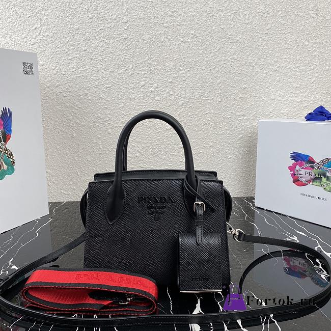 Prada Monochrome Bag Black 1BA269 22x16.5x11.5cm - 1