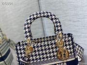 Dior Medium Lady D-Lite Houndstooth Embroidery Blue M0565 24cm - 6