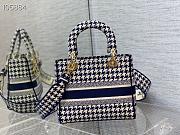 Dior Medium Lady D-Lite Houndstooth Embroidery Blue M0565 24cm - 5