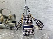 Dior Medium Lady D-Lite Houndstooth Embroidery Blue M0565 24cm - 3