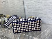 Dior Medium Lady D-Lite Houndstooth Embroidery Blue M0565 24cm - 2