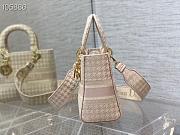 Dior Medium Lady D-Lite Houndstooth Embroidery Rose Pink M0565 24cm - 6