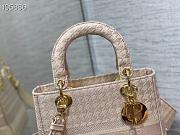 Dior Medium Lady D-Lite Houndstooth Embroidery Rose Pink M0565 24cm - 4