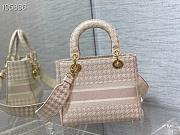 Dior Medium Lady D-Lite Houndstooth Embroidery Rose Pink M0565 24cm - 3