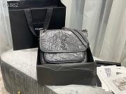 Ysl Medium Niki Crinkled Leather Gray 6331580 28x20.5x8.5cm - 1