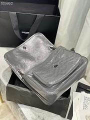 Ysl Medium Niki Crinkled Leather Gray 6331580 28x20.5x8.5cm - 6
