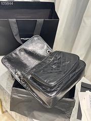 Ysl Medium Niki Crinkled Leather Black 6331580 28x20.5x8.5cm - 6