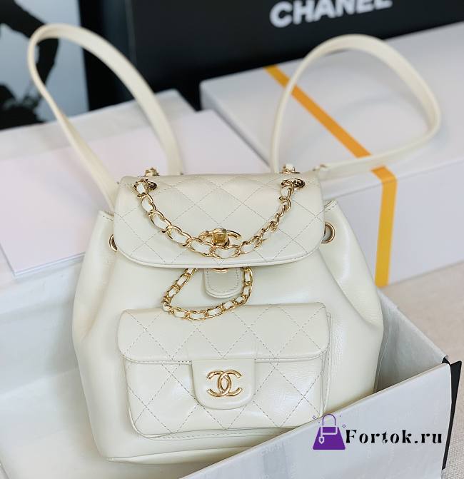 Chanel Small Backpack White 18x18x12cm - FORTOK.RU