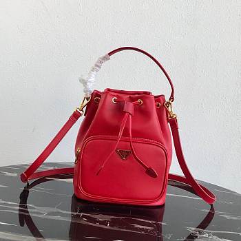 Prada Duet Leather Shoulder Bag Red 1BH038 22.5×17.5×12cm