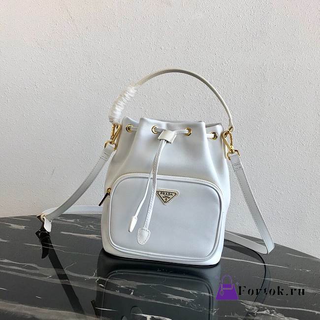 Prada Duet Leather Shoulder Bag White 1BH038 22.5×17.5×12cm - 1