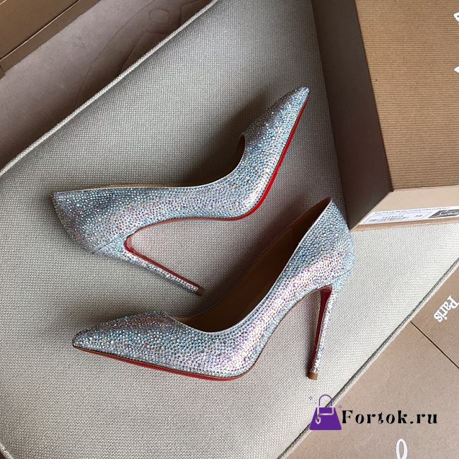 Christian Louboutin Iriza Strass Pumps Silver 100mm  - 1