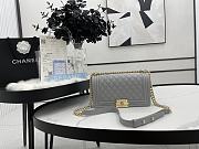 Chanel Medium Boy Bag Classic Gold-tone Metal Grained Leather Gray A67086 25cm - 2