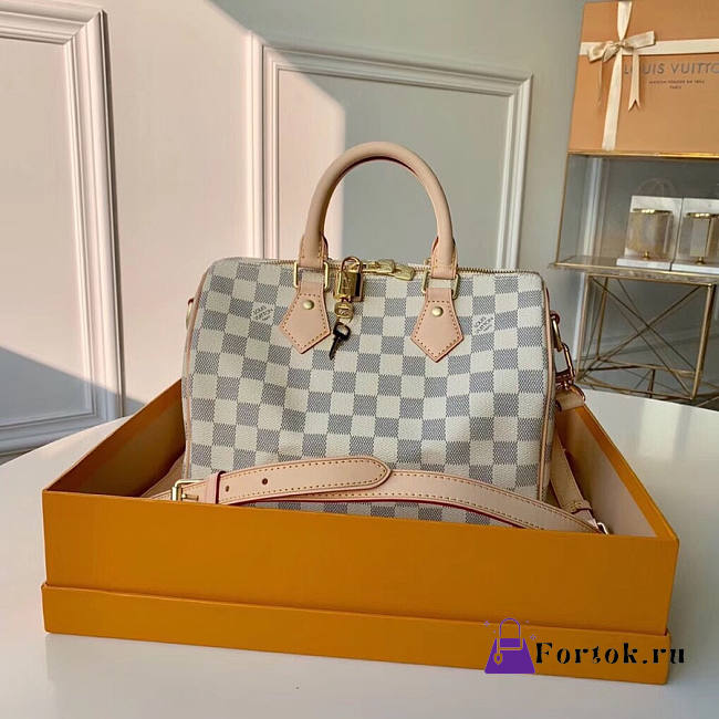 Louis Vuitton Speedy Bandoulière 25 Damier Canvas White N41374 25x19x15cm - 1