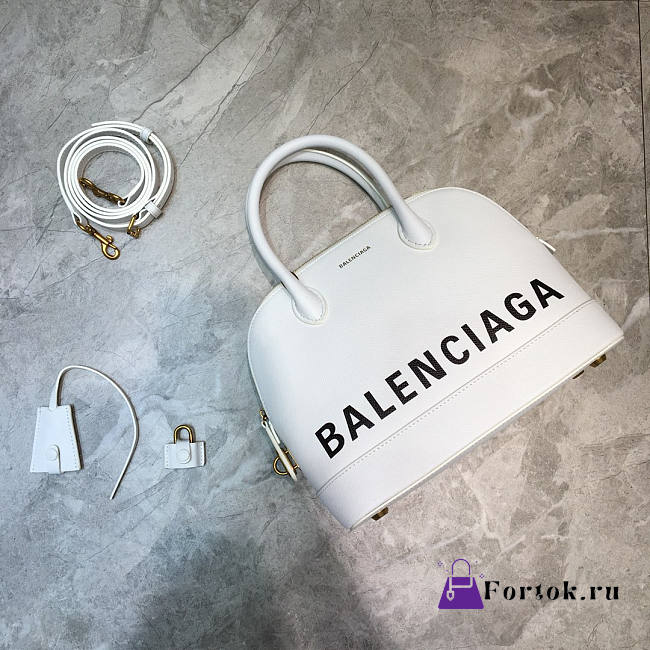 Balenciaga Small Ville Handbag In White/Black 26x12x22cm - 1