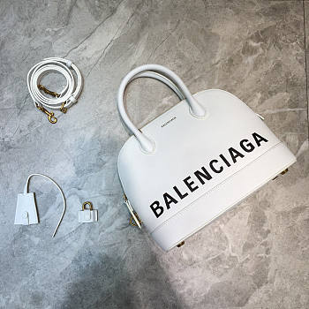 Balenciaga Small Ville Handbag In White/Black 26x12x22cm