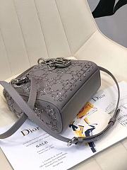 Dior Mini Lady Dior Bag Strass Cannage Satin Gray M0500 17x15x7cm - 4