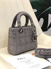 Dior Mini Lady Dior Bag Strass Cannage Satin Gray M0500 17x15x7cm - 3