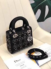 Dior Mini Lady Dior Bag Strass Cannage Satin Black M0500 17x15x7cm - 1