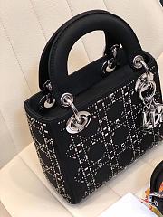 Dior Mini Lady Dior Bag Strass Cannage Satin Black M0500 17x15x7cm - 4